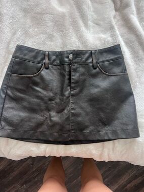 Garage Black Faux Leather Mini Skirt